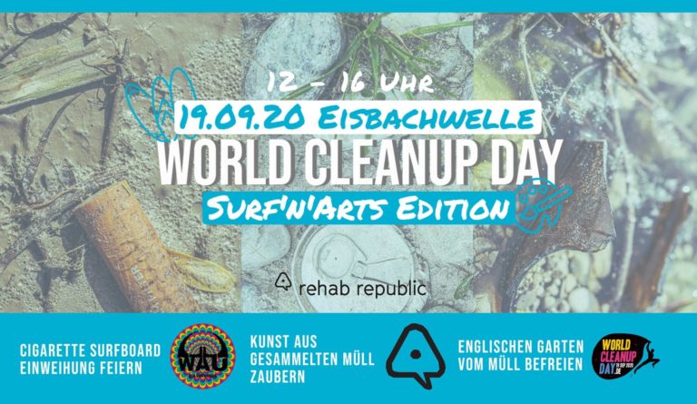 München Eisbachwelle Bayern World Cleanup Day